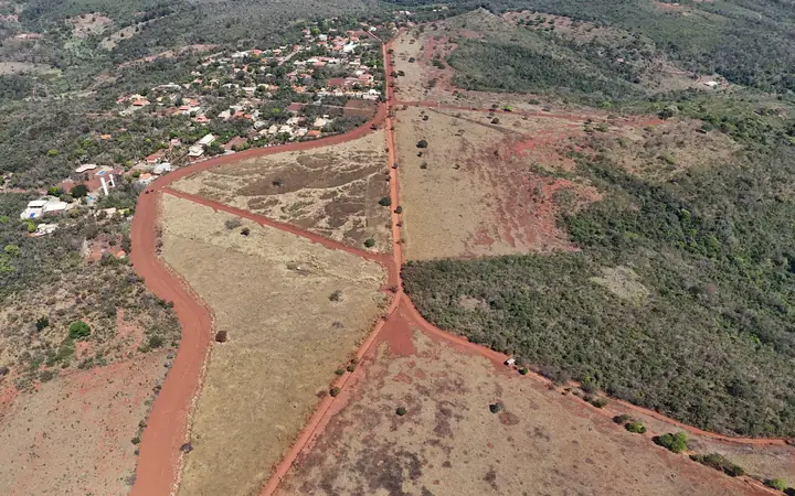 Vista aérea das glebas e das estradas do Hectares Bela Vista